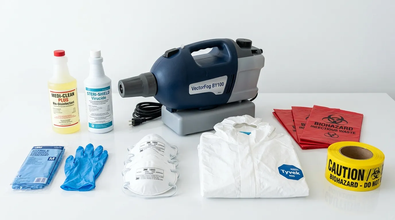 Professional biohazard remediation crew working in Riverdale