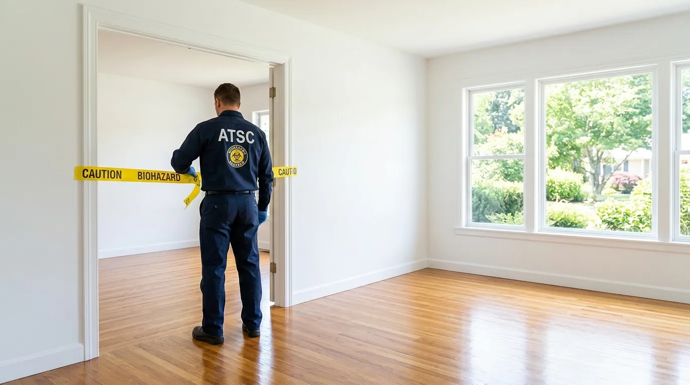 Certified biohazard cleanup crew performing Decomposition Cleanup in Riverdale